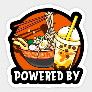 Powered By Ramen & Bubble Tea Anime Kawaii Boba Sticker